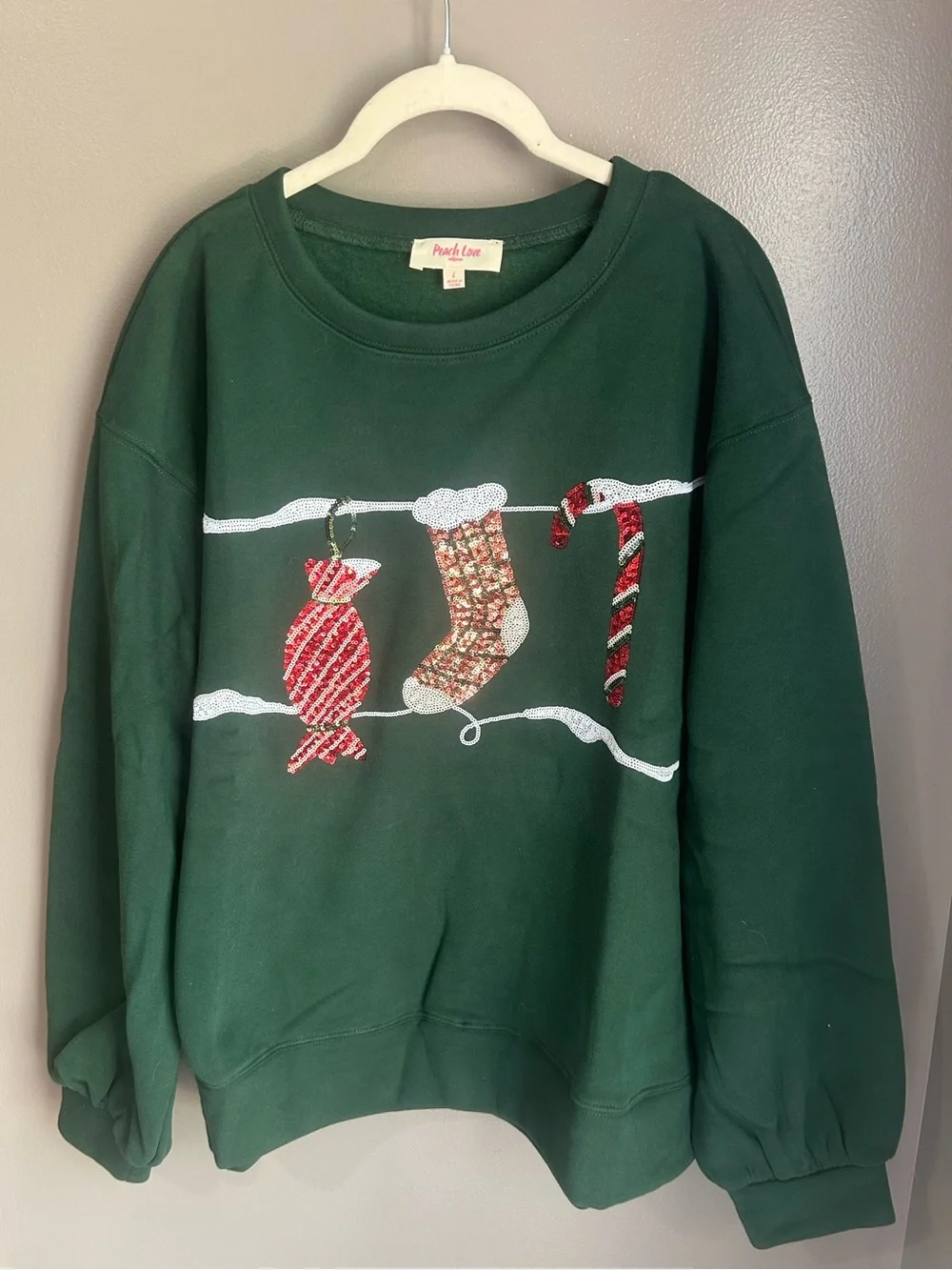 Peach Love California Green Holiday Candy & Stocking Graphic Sweatshirt